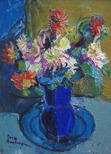 Bouquet au vase bleu